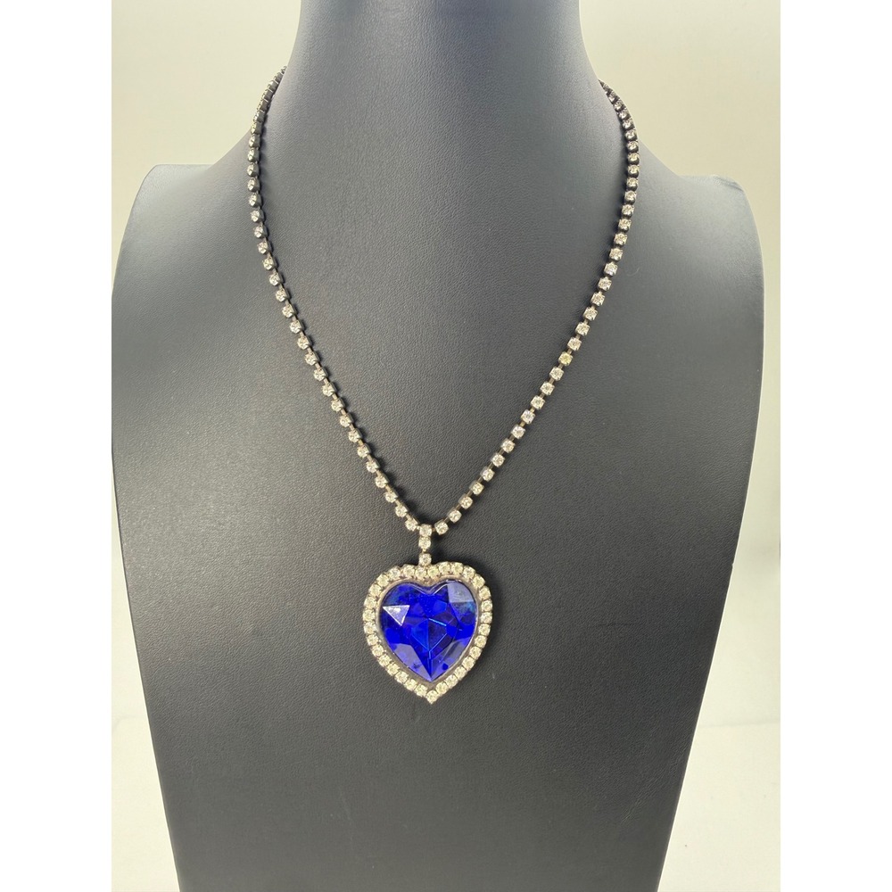 Patina Titanic Heart of the Ocean Blue Faux Sapphire Rhinestone Heart Necklace